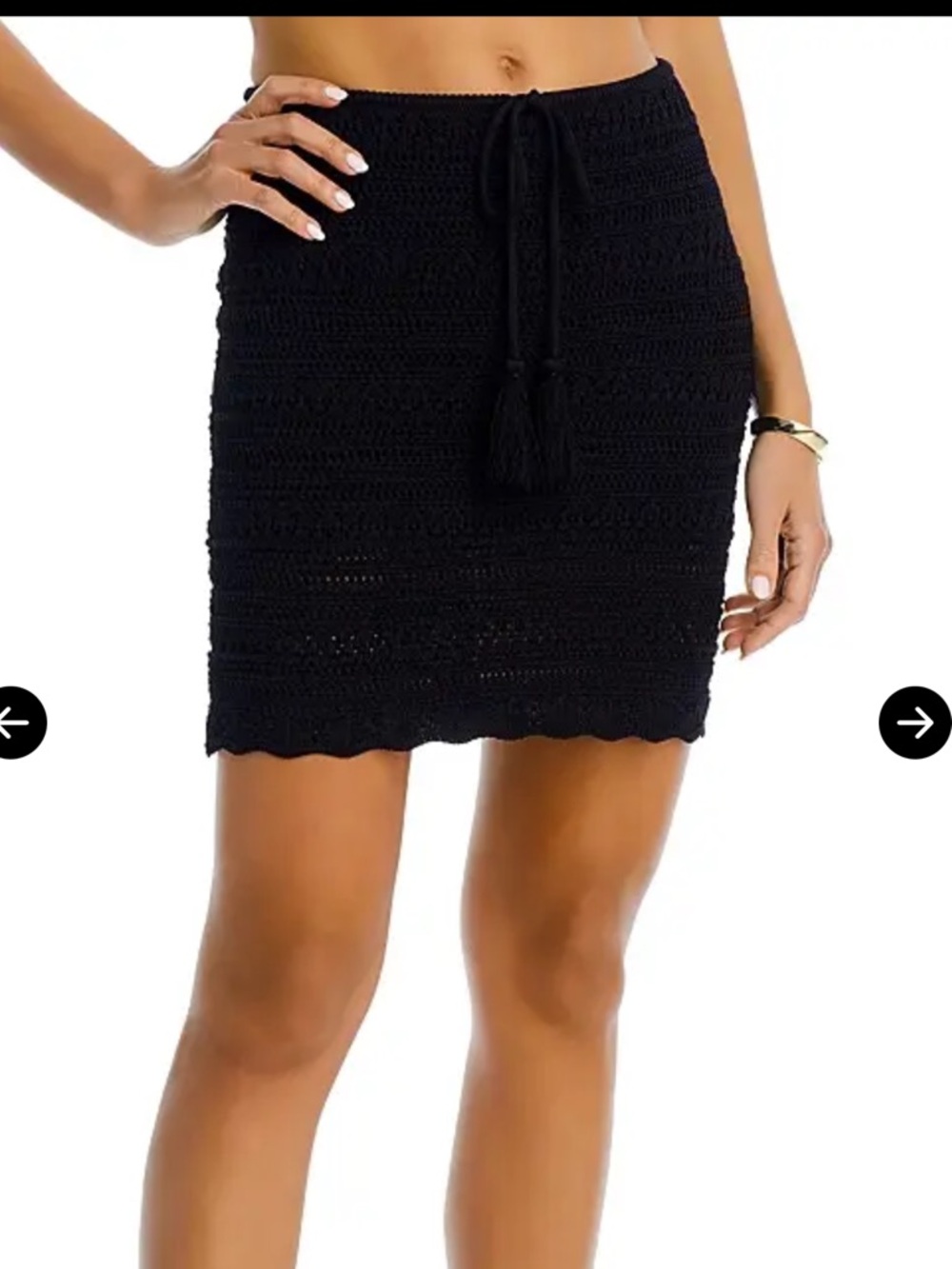 PQ Black Crochet Mini Skirt with Drawstring Size XS/S NWT